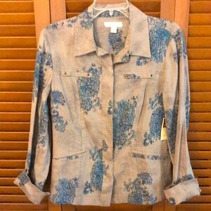 ^ NWT Coldwater Creek Shaped Floral Blouse - 10